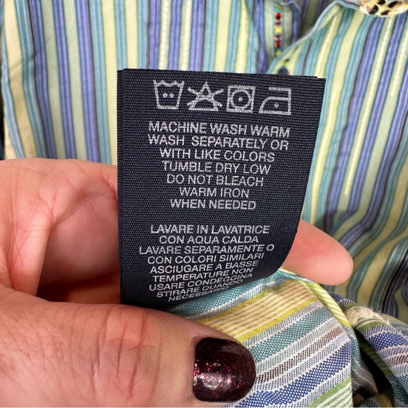 Robert Graham Button Down Shirt Mens Embroidered Collared Long Sleeve Blue Large - Picture 11 of 12